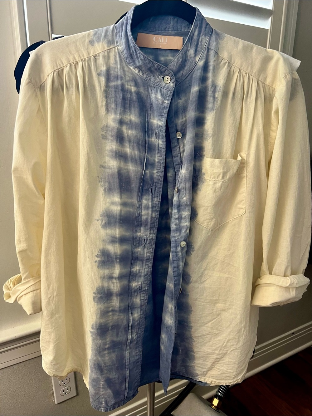 CALI by Cali Dreaming  Tie-Dye Button Down Shirt in Light Blue